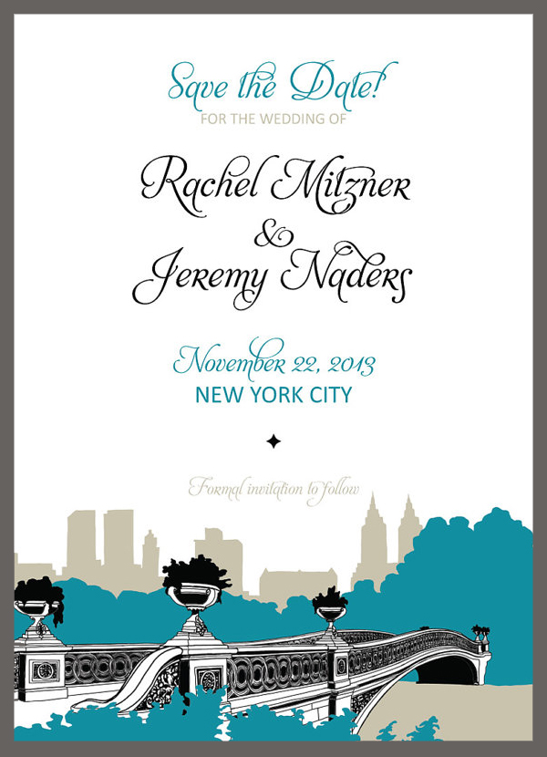New York City Destination Wedding Invitations A Central Park Wedding
