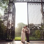 Couple Kissing outside of main gate of Conservatory Garden