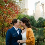 Military bride and wife along the Pond in Central Park
