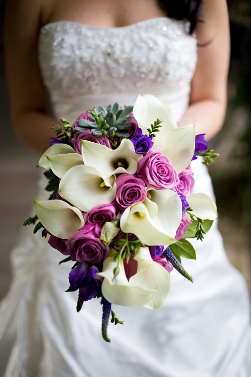 Navy Blue Silver White Rose Calla Lily Bridal Wedding Bouquet