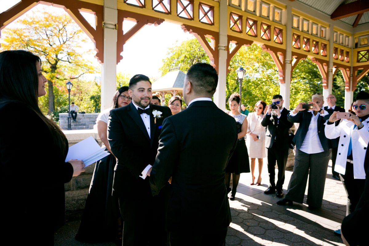 Intimate gay wedding at Belvedere Castle in Central Park