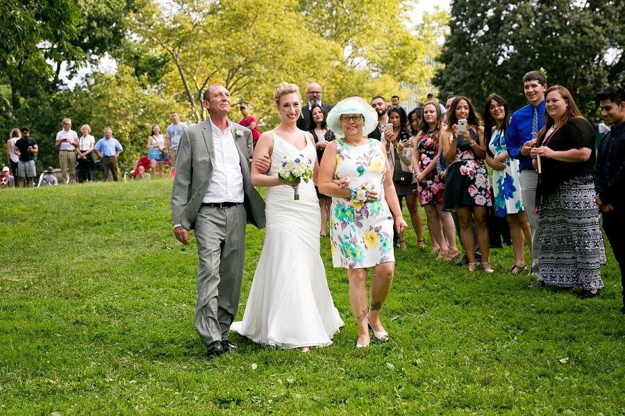 Parents walk bride down the aisle at Cherry Hill Central Park