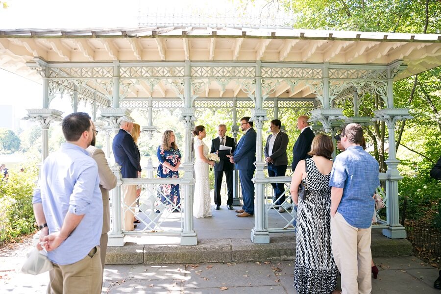 Intimate wedding ceremony at the Ladies Pavilion in Central Park