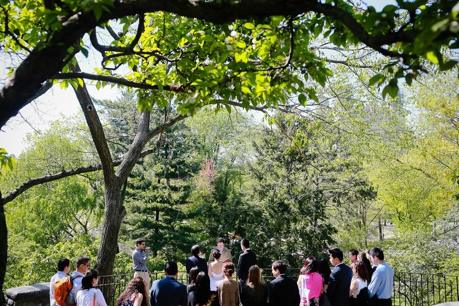 Wedding ceremony at Shakespeare Garden in Central Park