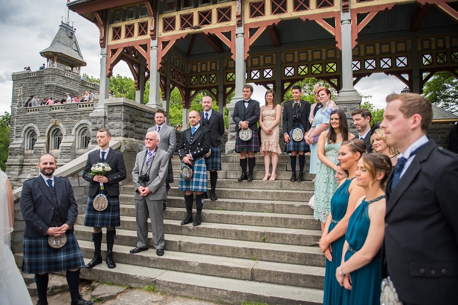 Photo of guests watching Scottish wedding ceremony at Belvedere Castle