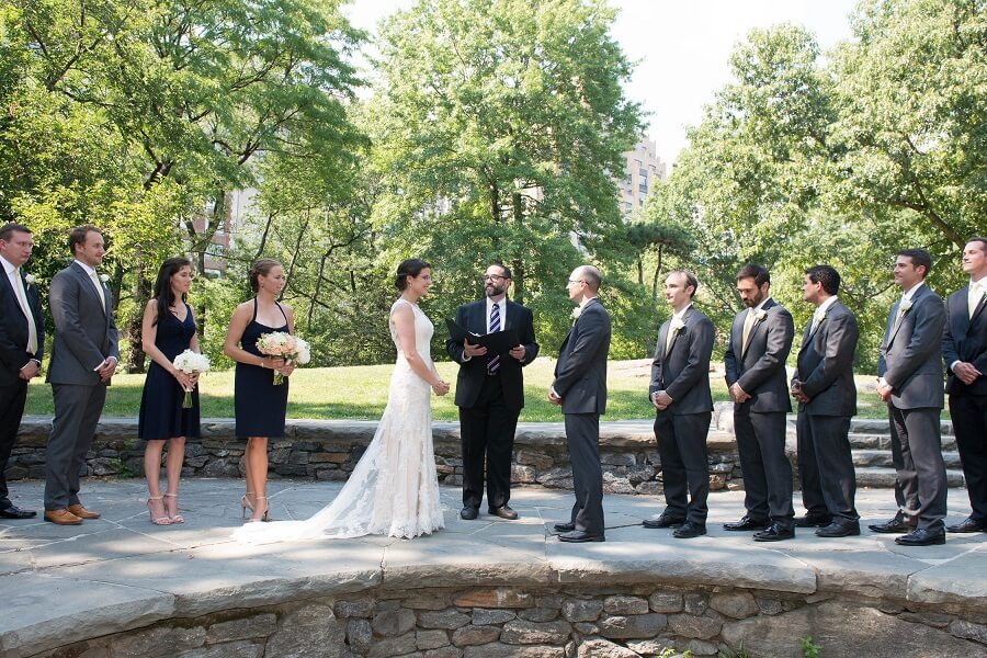 Wedding ceremony at Summit Rock in Central Park