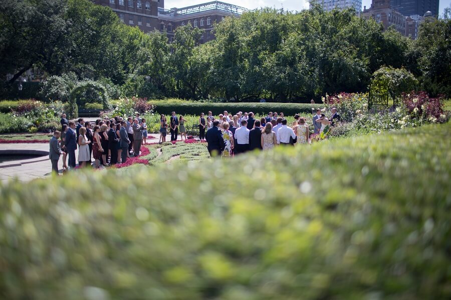 Large wedding ceremony in the North Garden of the Conservatory Garden