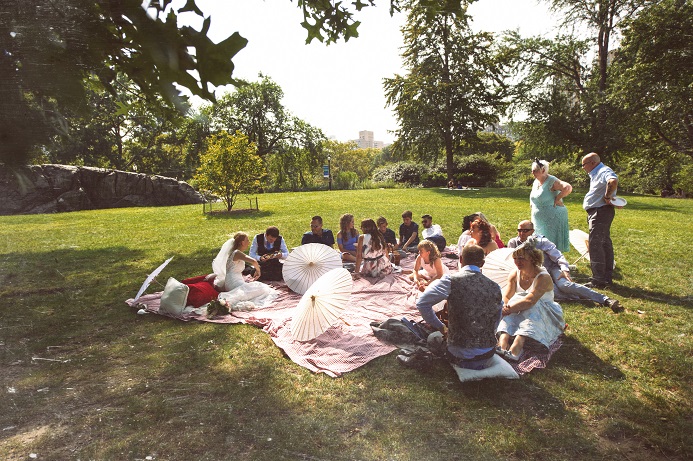 Intimate picnic during golden hour in Central Park