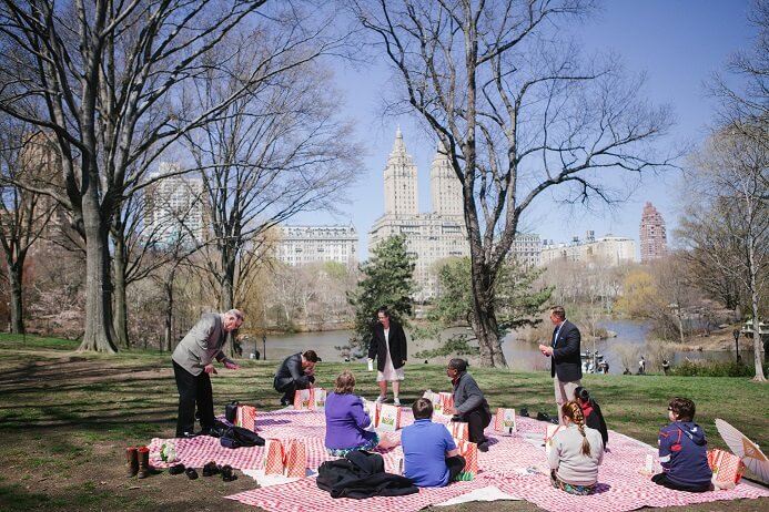 Intimate picnic on Cherry Hill with the Lake in the background