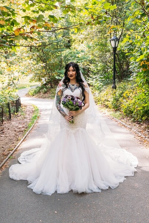 Fall Bridal portrait in Central Park