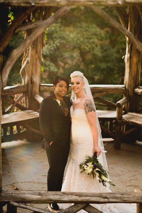 Lesbian couple holds wedding ceremony at Dene Summerhouse in Central Park